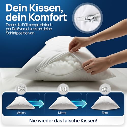 LILENO HOME Seitenschläferkissen 40 x 145 (1er Set) – 95 °C waschbar, Oeko-Tex & Made in DE – Kissen Seitenschläfer 40x145 anpassbar für himmlischen Schlaf – weicher & geruchsfreier Bezug 2
