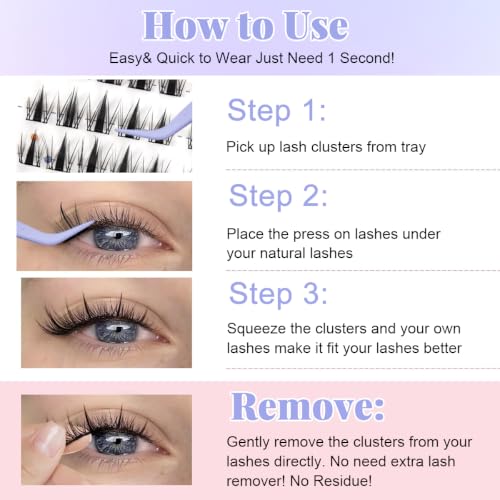 Image of MAYCREATE Self Adhesive Lashes Cluster Lashes 100pcs Spiky Eyelash Kit | 9-11mm Maple Leaf Style, Soft Lightweight Fibers, Natural Blending, Comfortable & Beginner-Friendly, Daily /Party /Travel Use