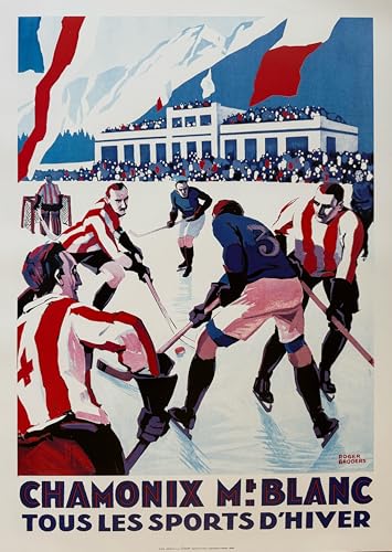 Poster Chamonix Hockey sur Glace 50x70 déco murale vintage sport hiver