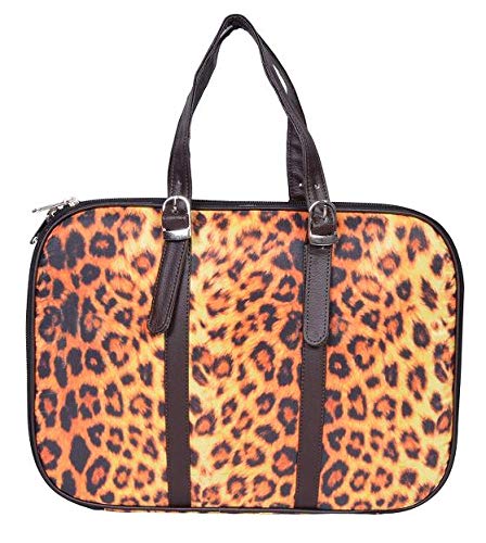 MABA 10 inch Polyester Blend & Leather Latest Leopard print Design Office Messenger Organizer Laptop Bag (Brown)