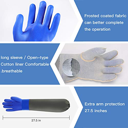 Mumuke Extra-Long 28" Rubber Gloves, Chemical Resistant Gloves Pvc Reusable 1 Pairs #TOP2