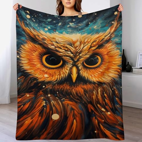Couverture polaire hibou en tissu peluche pour des soirées cocooning sur le canapé