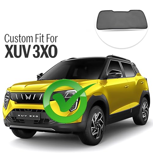 Image of Autofact Dicky Curtain for Mahindra XUV 3XO | Custom Fit Rear Windshield Sunshade | Foldable Mesh | Privacy & Cooling Car Accessory | Car Rear Sun Shade UV Block Easy Install Durable Black Mesh