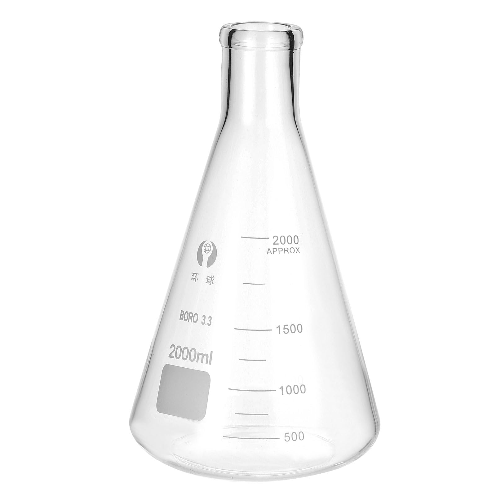 PATIKIL Erlenmeyer-Kolben 2000ml 67.6oz Schmalhals Messkolben Borosilicatglas Mit Aufgedruckter Skala Für Labor Experimente Chemie Wissenschaftliches Studium