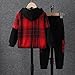 Voxikodex Size 5 6 Years Boys Clothes Flannel Plaid Shirt Hoodies Sweatshirt & Sweatpants 3PCS Boys Fashion Winter Clothes Set Red(5-6Y)