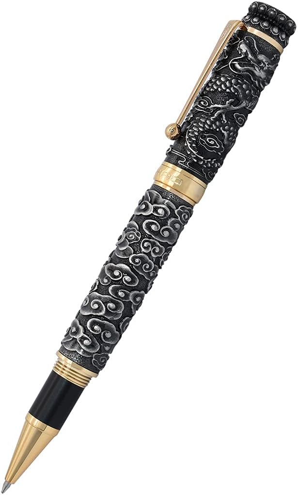 Dragon Pen Jinhao Rollerball Pen Ancient Silver Heavy Pen with Box Set