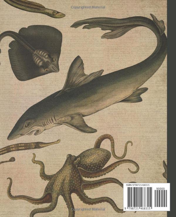 Composition Notebook: Sea life animals shark composition notebook. Vintage dictionary print style 100 page notebook college ruled. Marine notebook themed gift - Image 2