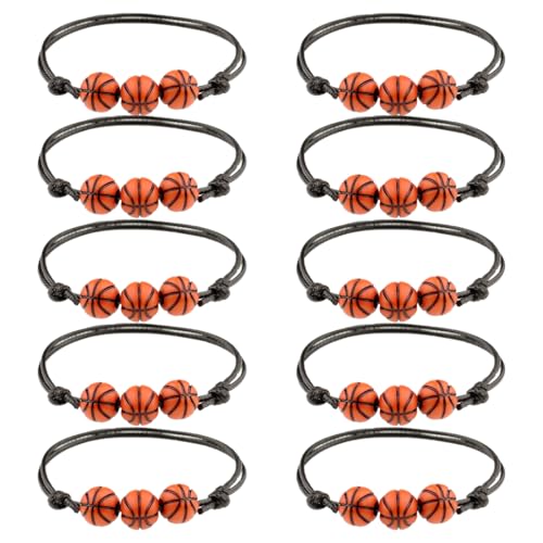 AOEVUIR 10 Braccialetti Sportivi con Perline di Basket, Braccialetti Regolabili per Bambini, Ragazzi e Uomini, Gadget per Feste a Tema Sportivo, Braccialetti Ispiratori