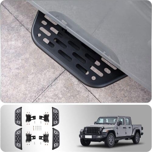 Fits for 2020-2023 Jeep Gladiator 4 Door Steel Side Steps Running Boards Nerf Bar