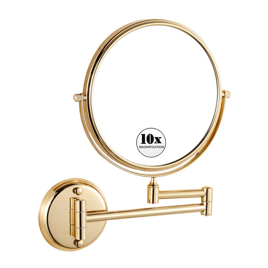 Wall Mounted Makeup Mirrors 10X Magnification,8 inch Double Sided Magnifying Vanity Mirror,13 inch Extension, No light,360 Degree Swivel, for Bedroom or Bathroom
