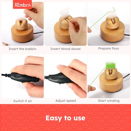 image for XEmbro Electric Embroidery Floss Bobbin Winder - Beech Embroidery Flos