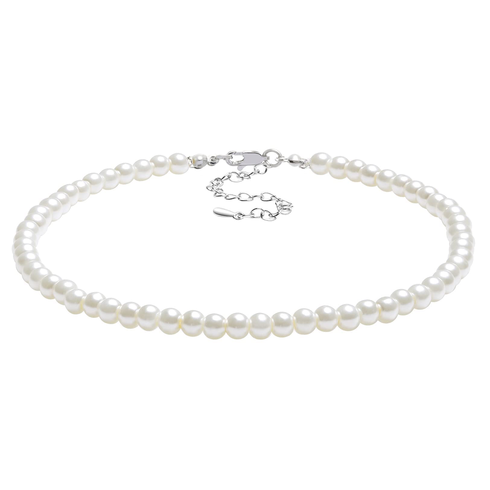 Collana a perla singola Collana minalmista in argento sterling Ventisei