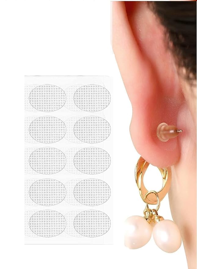 Mantra Impex Ear Lobe Tape/Invisible Ear Lobe Support Patch for Pierced Ears - Eliminates the Look of Torn or Stretched Piercings - Protects Healthy Ear Lobes from Tearing(10 Paches)