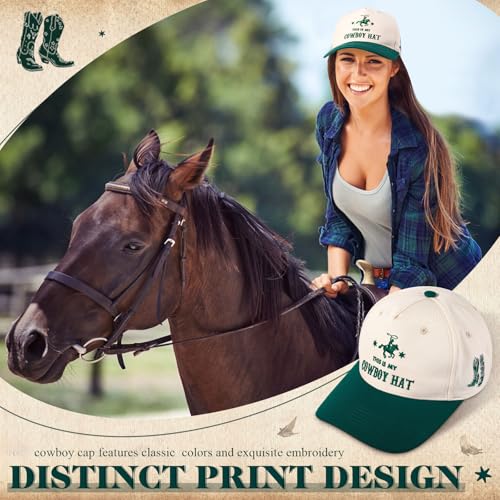 Image of JaGely Two Tone Western Cowboy /Cowgirl Trucker Hat for Women Men Gift Vintage Embroidered Country Baseball Cap
