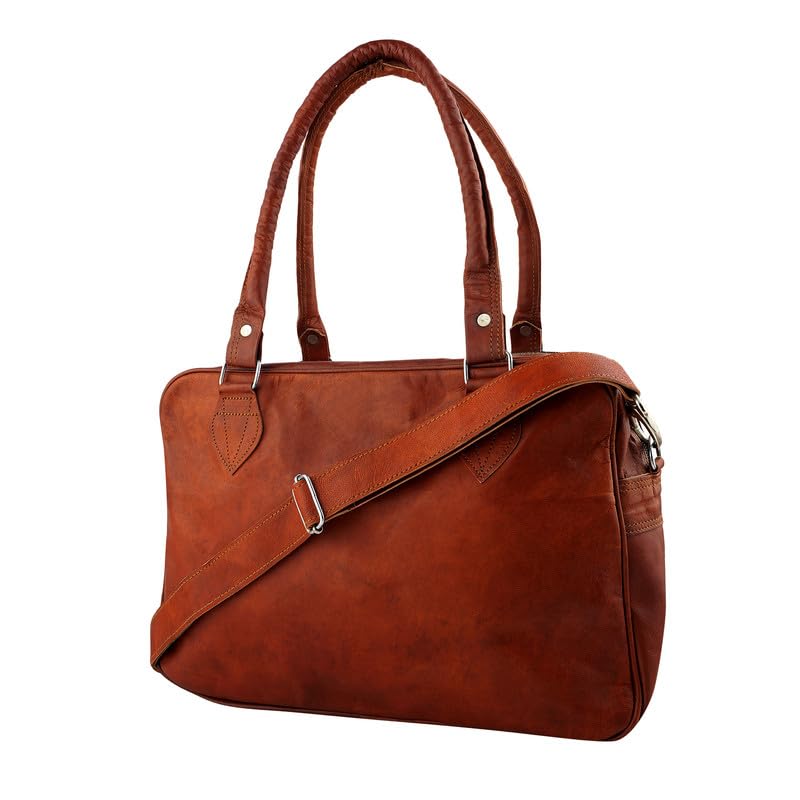Handmade Leather Brown Men HandBag Women Detachable Tote Convertible Daypack-image-28