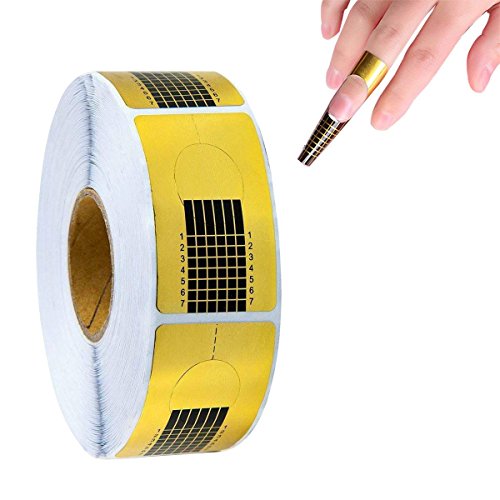 1 Roll 500 Pieces Nail Extension Forms Guide Sticker, Nail Art Tips Paper for Acrylic Gel Nail Shape Extension