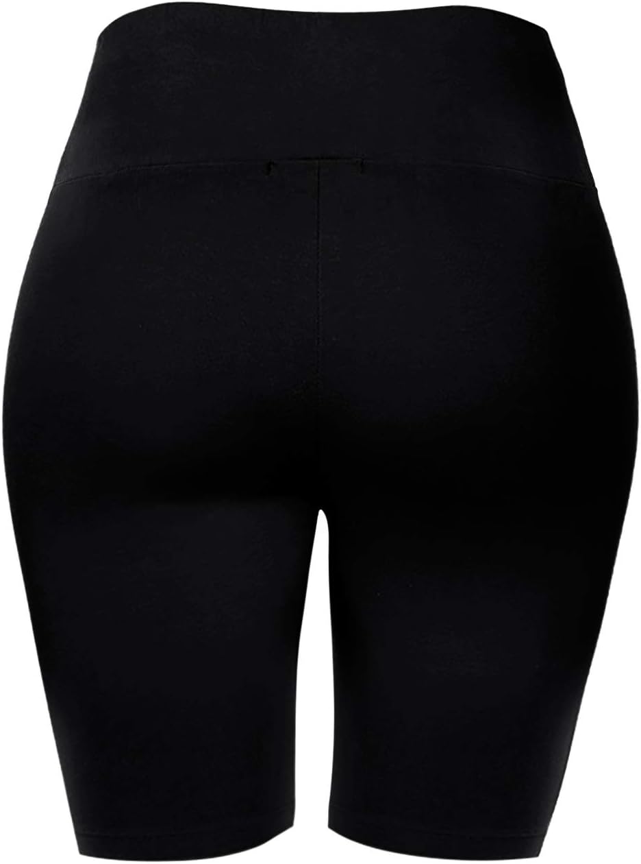 Women's Biker Shorts Buttery Soft High Waist Mid Thigh Cotton Spandex Pants - Image 3