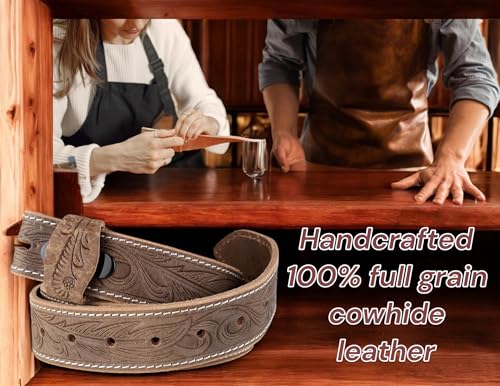 Image of F&L CLASSIC Western Belt without buckle for men - Full Grain Leather Cowboy Belts for jeans - One Piece Leather strap belt