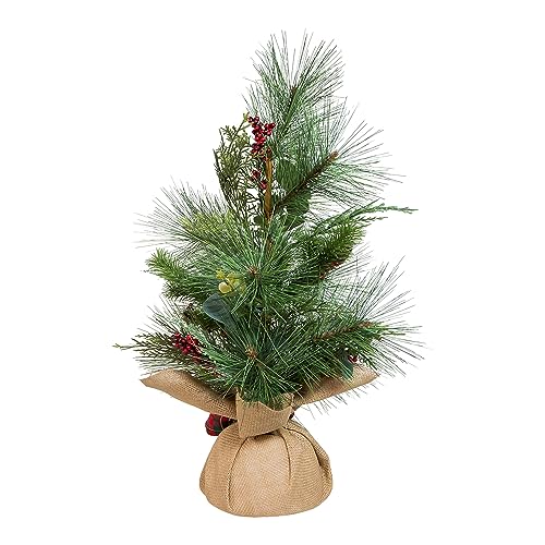 Árbol verde de arpillera Kurt S. Adler de 24 pulgadas para decoración navideña 4