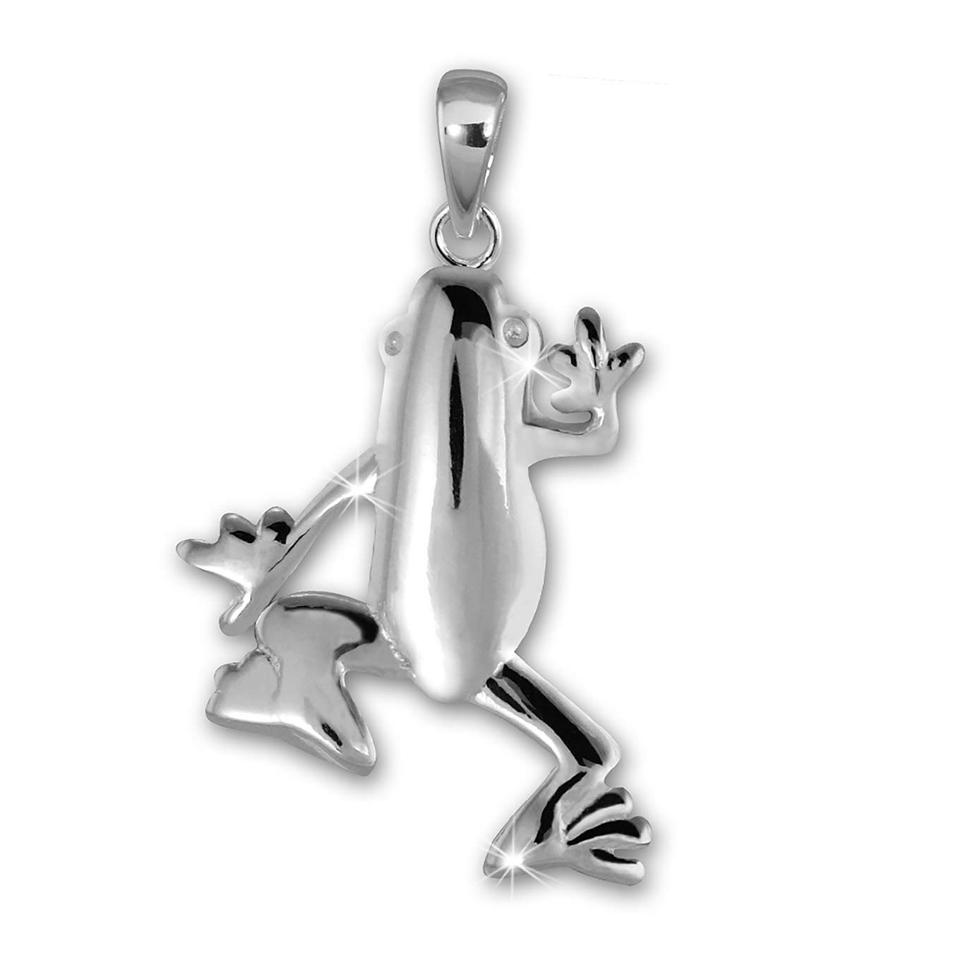 Pendentif grenouille Argent et Ambre, pierre solaire