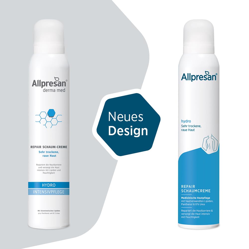 Allpresan Derma med Repair Crème mousse Hydro Soin intensif pour peaux très sèches et rugueuses 200 ml