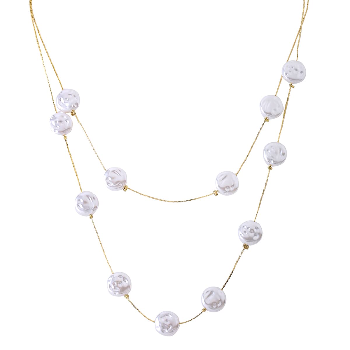 Yellow Chimes Necklace For Women Gold Tone Layered Pearl Bead Studded Dainty Necklace For Women and Girls (B0BKGL6PQ7) Amazon Price History, Amazon Price Tracker