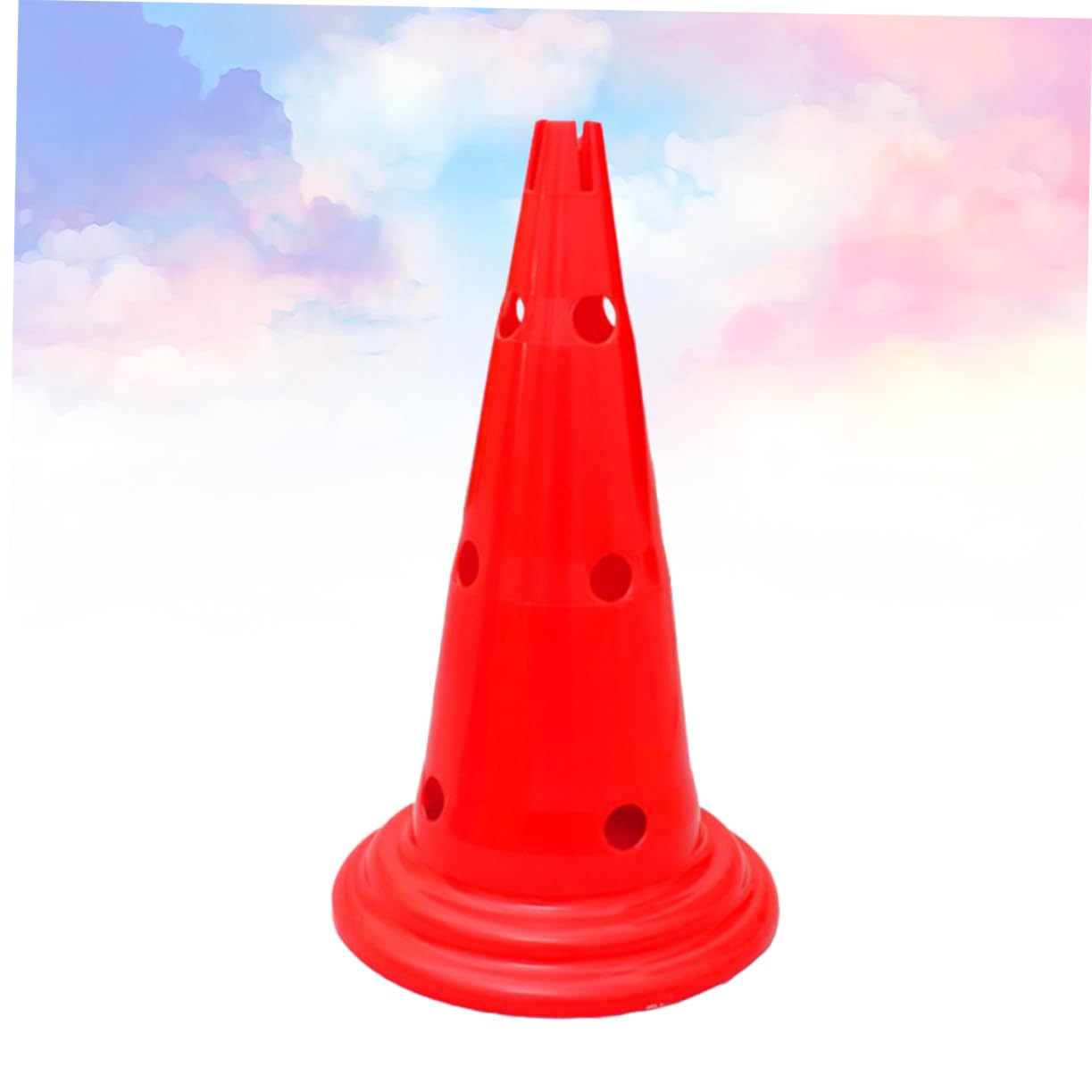 HEMOTON Cônes D'entraînement De Football avec Trous 50 Cm, Plastique Solide, Coupe-Vent, Lot de Marquage Rouge, pour Entraînement Sportif Et Barrage Routier