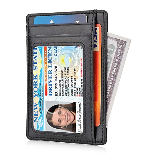 Image of GH GOLD HORSE Slim RFID Blocking Card Holder Minimalist Leather Front Pocket Wallet for Women | Slim