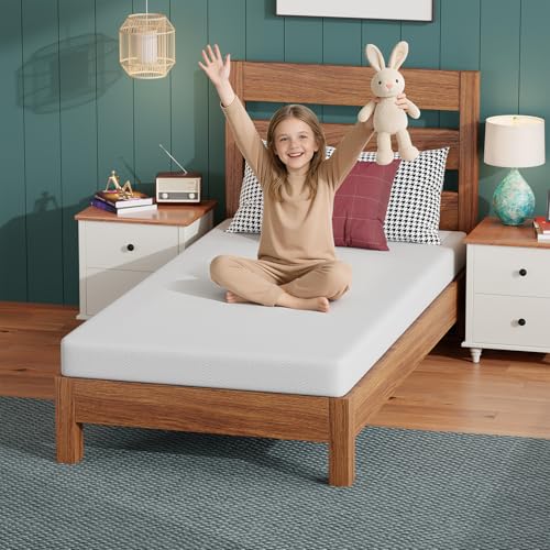 Image of FDW 5 Inch Twin Mattress, Base Foam, Medium Firm Support, Breathable & Comfortable, Removable Washable Zipper Cover, Bed-in-a-Box，CertiPUR-US Certified