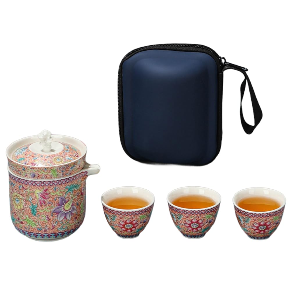 Juego de té con tetera portátil para excursiones, tazas y accesorios de viaje