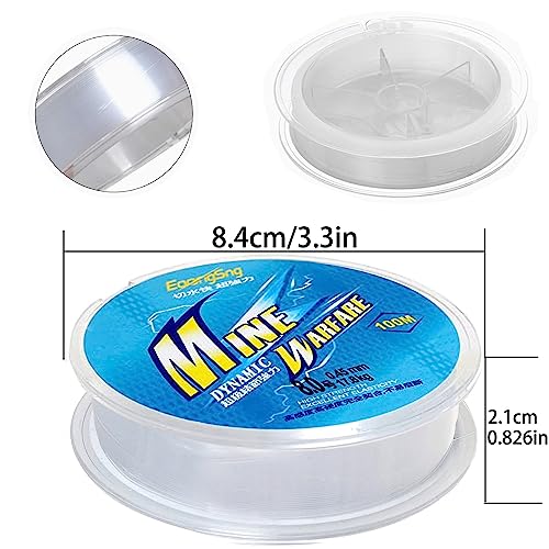 Angelschnur 100M Angelschnur transparent,Nylonfaden Fishing line Nylonfaden transparent reißfest Angelschnüre Angelsehne extra stark Angelleine Angel Schnur.(8.0Typ-0.45mm/100M)