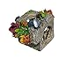 Stone Cube Aquarium Decoration, Artificial Fish Tank Decoration, with Added Plastic Plants
