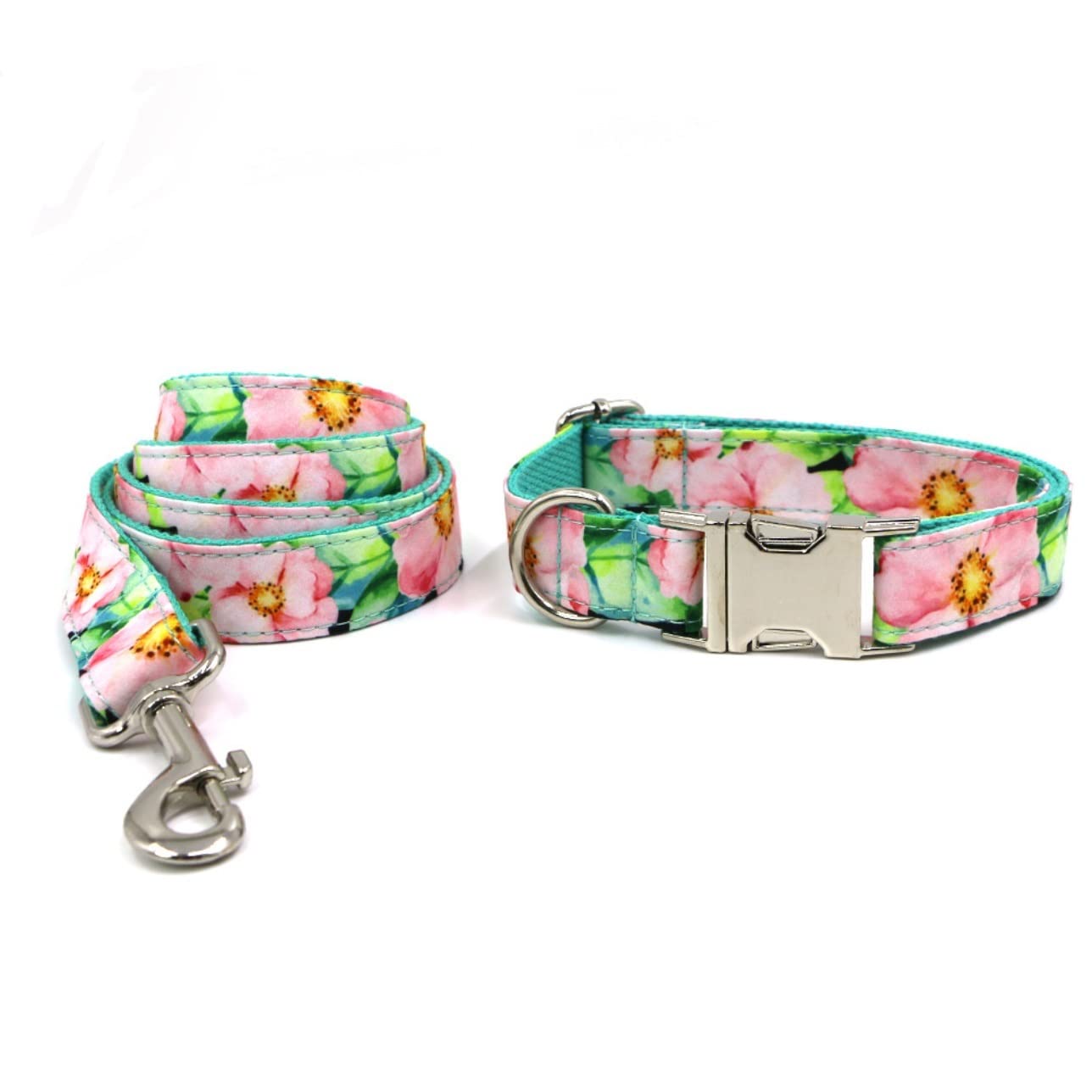 Correa Perro Collar De Perro con Lazo para Perros Pequeños, Collar De Mascota con Grabado Personalizado, Conjunto De Collar Y Correa Ajustable con Estampado Duradero Correa Perro Suave(56-62cm)