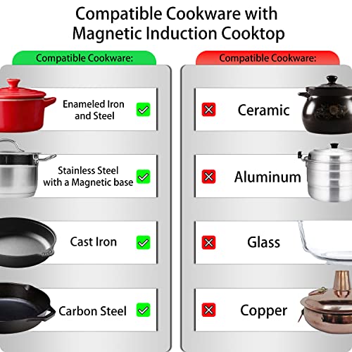 Portable Single Induction Cooktop Hot Plate Countertop Burner Cooker 1 Burner, 1800W, 9 Power Levels, 10 Temp Levels, Timer, Auto-Shut-Off, Touch Panel, LED Display, Child Safety Lock, Black - Image 6