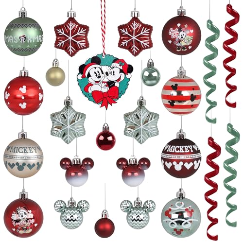 Disney Mickey Mouse SET palline di Natale, palline INFRANGIBILI per l'albero di Natale, decorazioni in plastica, SET 25 pezzi (C)