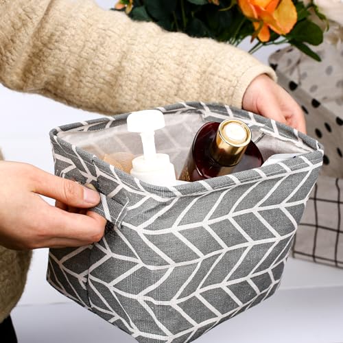 Sliverdew 3 Stück Stoff Aufbewahrungsbox mit Griffen 20x16x14 cm kleine Speicher Organizer Aufbewahrungskorb Wasserdicht Faltbar Ablagekörbe für Drawer Kosmetik Bad