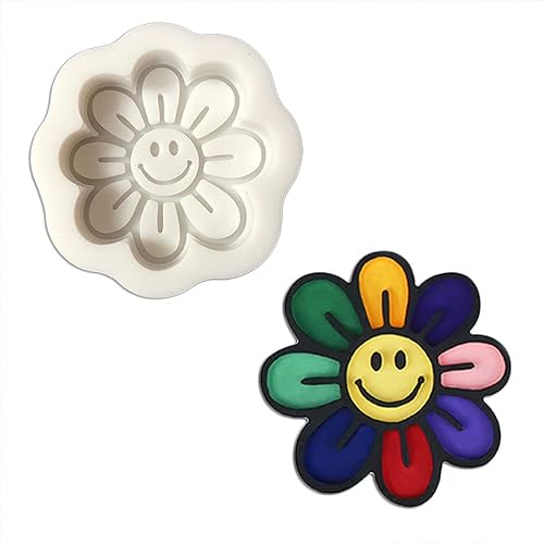 Miniatura 3 de Molde de silicona Freshie de coche con forma de sol de cara sonriente para hacer jabón aroma perlas coche Freshie, colgante, vela, resina