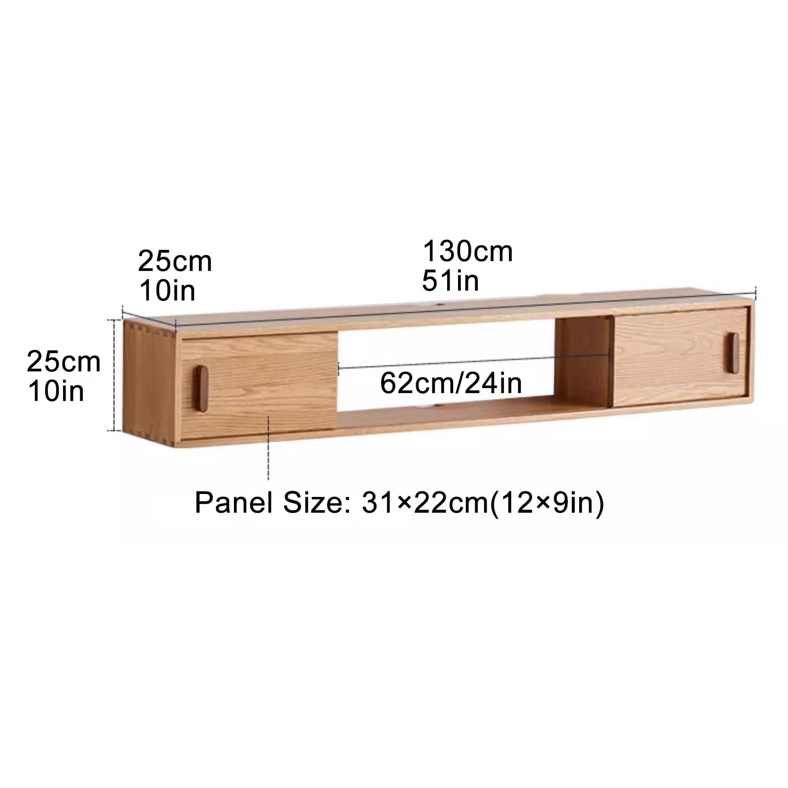Wisząca szafka pod telewizorem, drewniana podstawka pod telewizor do przechowywania pod spodem, nowoczesna konsola multimedialna, duża wisząca podstawka pod telewizor 130 cm (51 cali), stylowe