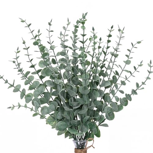 CEWOR 24pcs Eucalyptus Stems Artificial Eucalyptus Leaves...