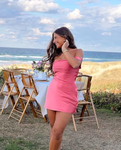 Off The Shoulder Satin Homecoming Dresses 2025 Short Tight Prom Party Dresses for Teens4