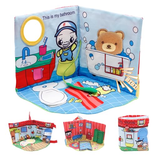Libro didattico interattivo Montessori: il Busy Book è un libro tattile educativo con carta frusciante che stimola la percezione sensoriale e favorisce la sensibilità neurale. Include un baby talker e uno specchio per rafforzare la coordinazione audiovisiva e promuovere lo sviluppo sensoriale, le capacità cognitive e le competenze di vita dei neonati e dei bambini piccoli.