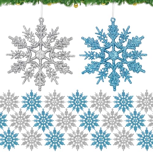 32 Stück Schneeflocken Deko Mit 36 Schnüren – Glitzer...