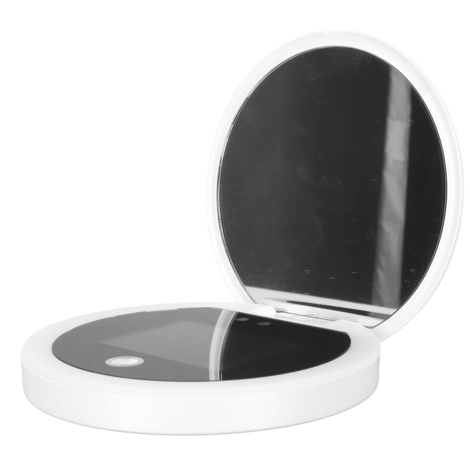 Espejo de Maquillaje de Viaje con Cámara UV para Prueba de Protección Solar, Pantalla HD de Aumento 2X 97 Mm 3.5 Pulgadas, Luz LED en los Botones de Pantalla Control de Brillo