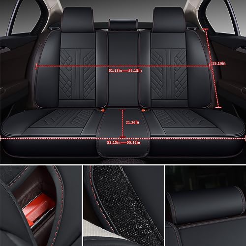Image of GXT Bench Seat Cover, Premium Faux Leather Bench Seat Covers for Trucks - Universal Fit for Most Sedans SUV Pick-up Truck, Durable for Long Lasting Protection(Black with Red Strip)