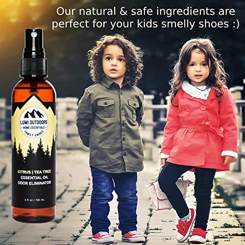 Natural Shoe Deodorizer Spray & Odor Eliminator By Lumi Outdoors - Fresh Citrus Tea Tree Essential Oil Odor Eater #TOP3