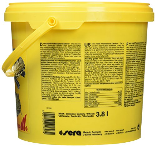 sera reptil professional carnivor nature 3,8 L (1,12 kg) | nourriture pour tortues aquatiques 3.800 ml 1.120 g | sans colorant ni conservateur 3.800 ml 1.112 g - Afbeelding 3