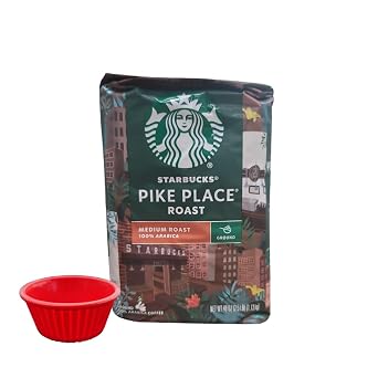 KING BUY BOX 1 PCS cup Bundle مع Pike Place حقيبة قهوة مطحونة متوسطة الشواء، 40 أونصة متوافقة مع ستاربكس