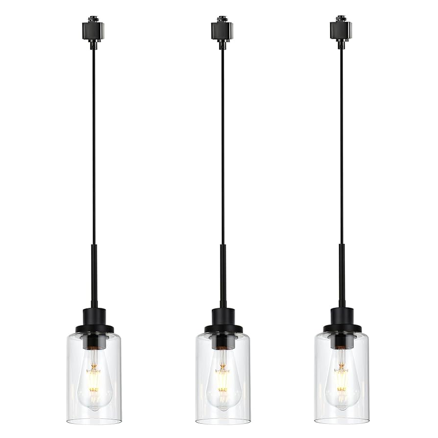WINSHEN 3-Pack H-Type Track Lighting Pendant, Black Ceiling
