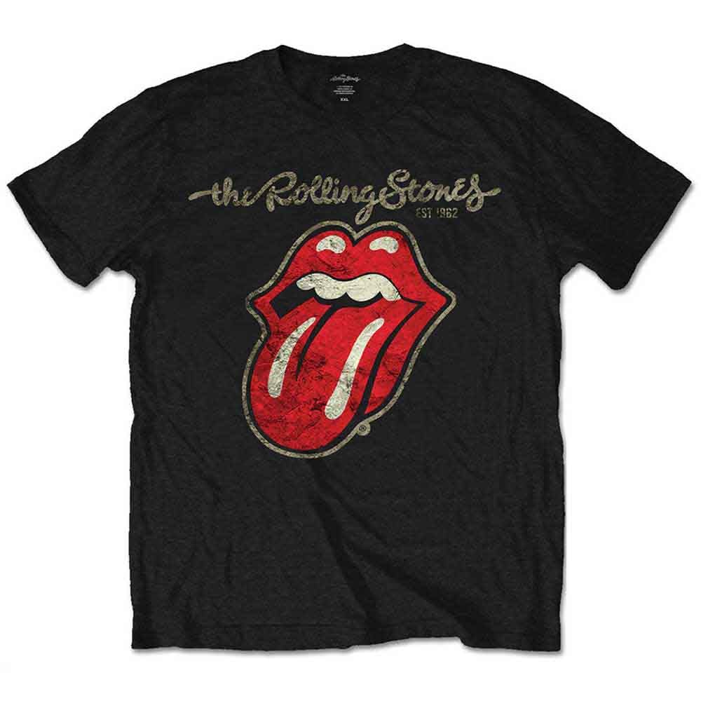 The Rolling Stones Kids T Shirt Plastered Tongue Official Black Ages 3-10 yrs Small (5/6 Yrs)