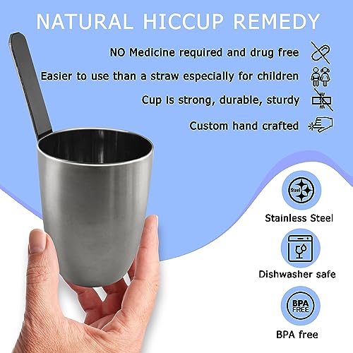 Image of The Hiccup Cup. Stop Hiccups Fast. Stop Hiccups Naturally. Simpler to use than a Straw. Stainless Steel.